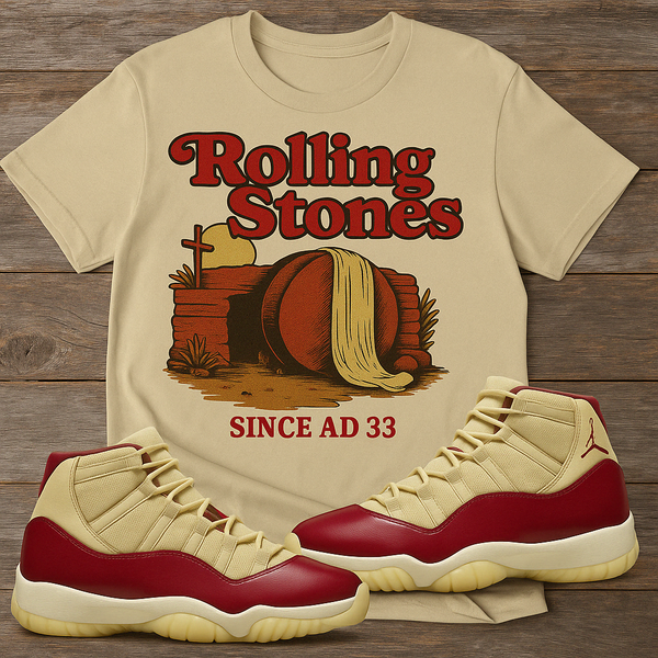 Cream, gold, and red Rolling Stone
