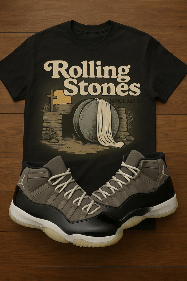 Rolling Stones on the black shirt